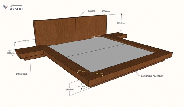 Kyoto Japanese Bed with 2 side tables