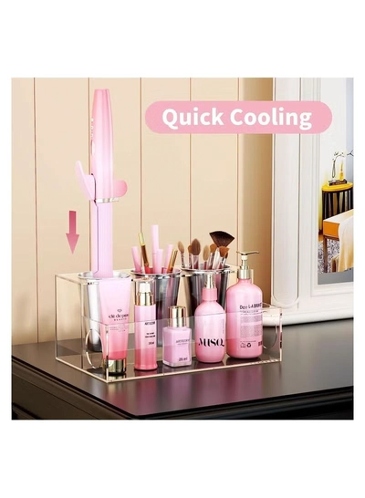 Eworld Acrylic White Hair Tools Organizer with 3 Stainless Steel cups-6