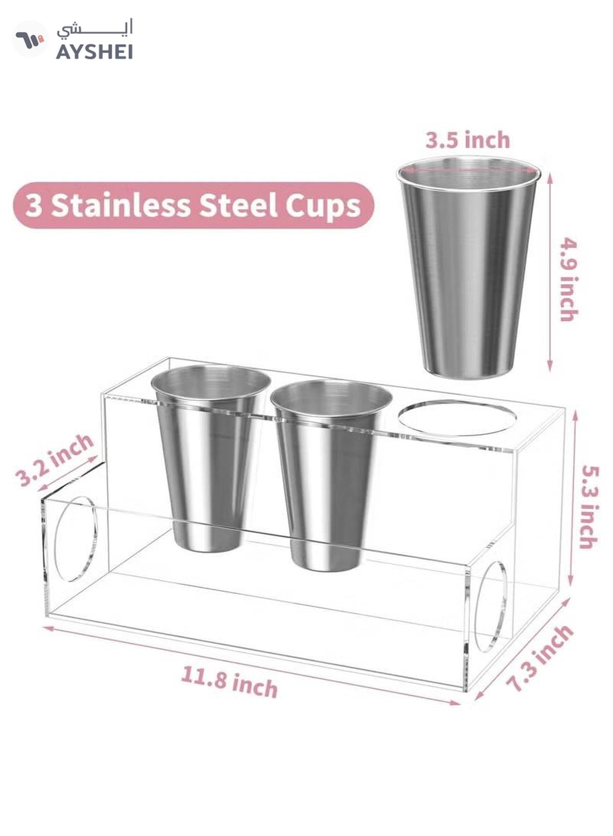 Eworld Acrylic White Hair Tools Organizer with 3 Stainless Steel cups-5-5