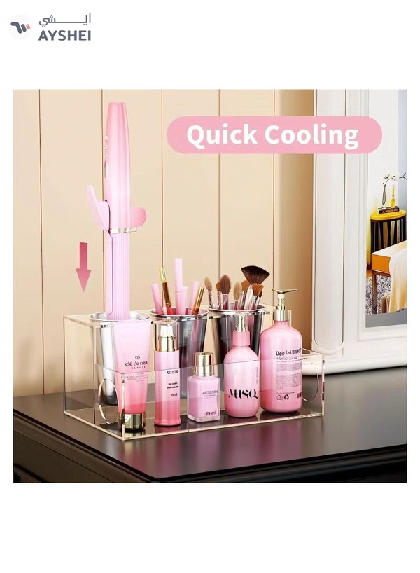 Eworld Acrylic White Hair Tools Organizer with 3 Stainless Steel cups