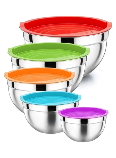 Ayda 5-Piece Salad Bowl With Cover Multicolour 28cm-0