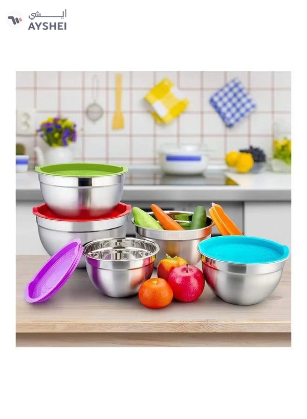 Ayda 5-Piece Salad Bowl With Cover Multicolour 28cm