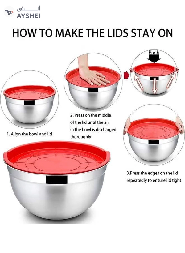 Ayda 5-Piece Salad Bowl With Cover Multicolour 28cm