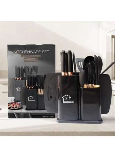 TD HOME 1550g The Perfect Combination of Food-Grade Silicone and 3Cr13 Stainless Steel - 19-Piece Set of Kitchen Knives and Tools-0
