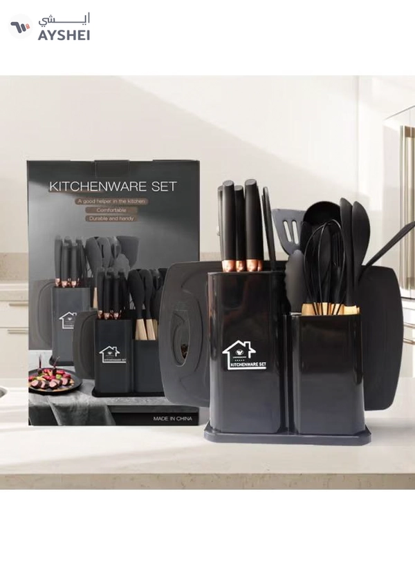 TD HOME 1550g The Perfect Combination of Food-Grade Silicone and 3Cr13 Stainless Steel - 19-Piece Set of Kitchen Knives and Tools