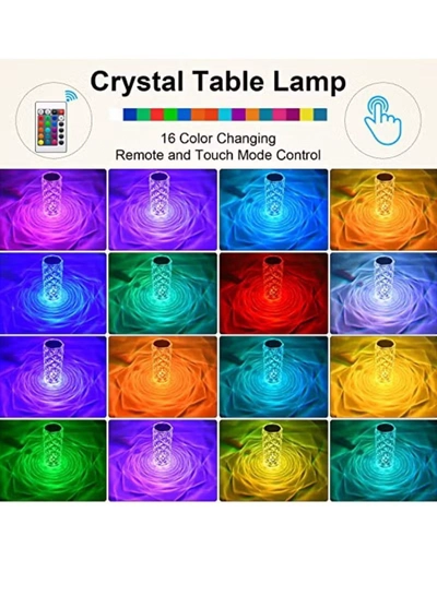 Yuwell Crystal Diamond Table Lamp RGB 16 Colors USB Charging Touch Lamp Bedside Night Light With Remote Control Acrylic Rose Rays Led Ambient Mood Lamp For Bedroom Living Room Guest Room Bar And Restaurant-3