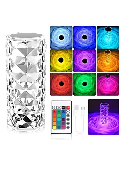 Yuwell Crystal Diamond Table Lamp RGB 16 Colors USB Charging Touch Lamp Bedside Night Light With Remote Control Acrylic Rose Rays Led Ambient Mood Lamp For Bedroom Living Room Guest Room Bar And Restaurant-0