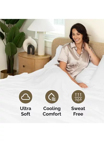 4-Piece Luxury King Size White Bedding Set – 100% Cotton, 180 TC | Flat Sheet 220x240cm, Fitted Sheet 200x200+30cm & 2 Pillow Cases 50x75cm-4