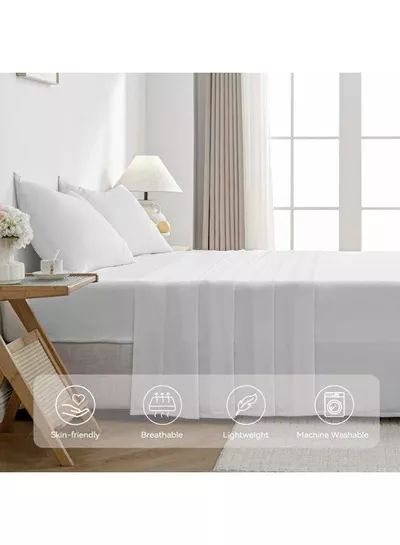 4-Piece Luxury King Size White Bedding Set – 100% Cotton, 180 TC | Flat Sheet 220x240cm, Fitted Sheet 200x200+30cm & 2 Pillow Cases 50x75cm-6
