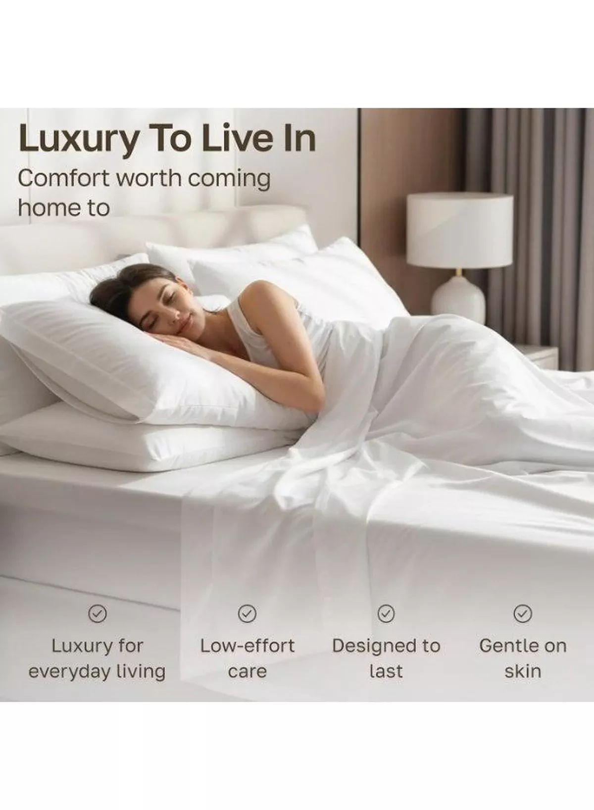4-Piece Luxury King Size White Bedding Set – 100% Cotton, 180 TC | Flat Sheet 220x240cm, Fitted Sheet 200x200+30cm & 2 Pillow Cases 50x75cm-5-5