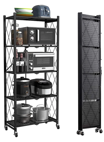 DubaiGallery 5 Tier Foldable Storage Rack Kitchen Storage Shelf Kitchen Garage Home Closet Office Storage Rack Storage Organizer Storage Shelves-3