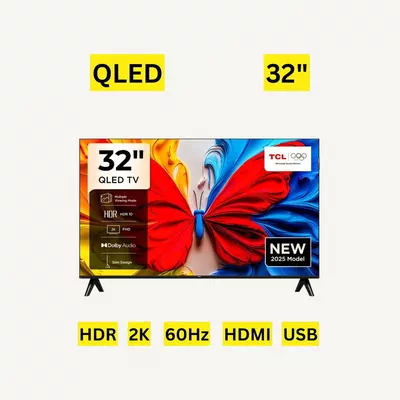 TCL 32 Inch S5K QLED 2K Full HD Smart TV | Google TV | Ultra-wide Color Gamut | 60Hz | HDR10+, HDR10, HLG | Dolby Audio | Google Cast | Multiple Viewing Mode | Metallic Bezel-less Design - International Version 32S5K Black-0
