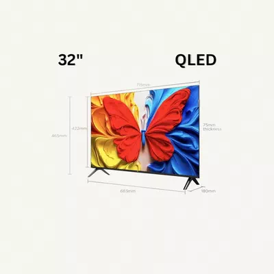 TCL 32 Inch S5K QLED 2K Full HD Smart TV | Google TV | Ultra-wide Color Gamut | 60Hz | HDR10+, HDR10, HLG | Dolby Audio | Google Cast | Multiple Viewing Mode | Metallic Bezel-less Design - International Version 32S5K Black-1
