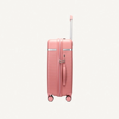 British Traveller 3-Piece Polypropylene Luggage Set | 20”, 24”, 28” Lightweight Suitcases with 360° Spinner Wheels, TSA Lock, Water & Scratch Resistant | Durable Hard Shell Trolley Bags with Telescopic Handle - Pink-2