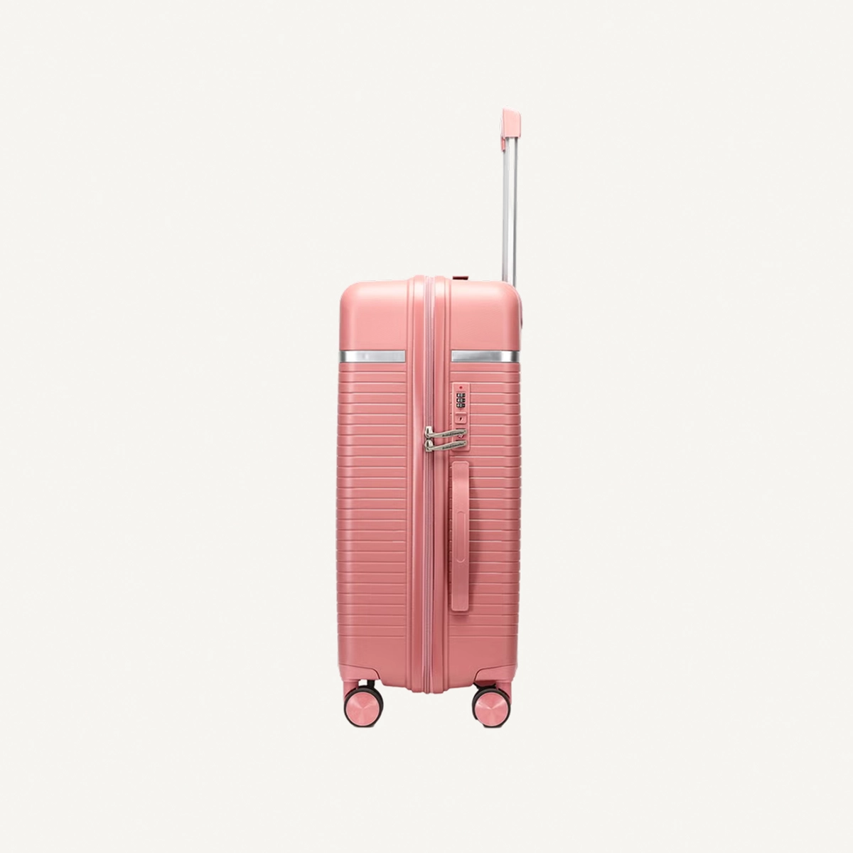 British Traveller 3-Piece Polypropylene Luggage Set | 20”, 24”, 28” Lightweight Suitcases with 360° Spinner Wheels, TSA Lock, Water & Scratch Resistant | Durable Hard Shell Trolley Bags with Telescopic Handle - Pink-2-2