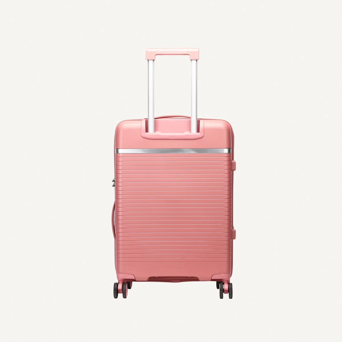 British Traveller 3-Piece Polypropylene Luggage Set | 20”, 24”, 28” Lightweight Suitcases with 360° Spinner Wheels, TSA Lock, Water & Scratch Resistant | Durable Hard Shell Trolley Bags with Telescopic Handle - Pink-4-4