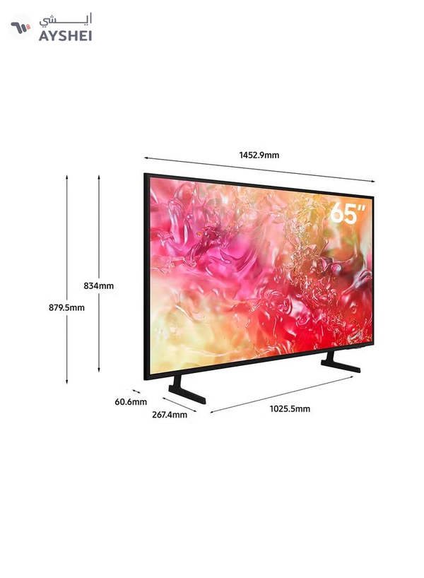 Samsung Smart TV, Crystal UHD, DU7000, 65 Inch, 2024, PurColor, 4K Upscaling, Tizen OS, Q-Symphony UA65DU7000UXZN Black