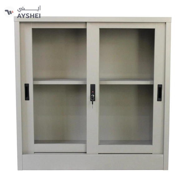 Steel Low Height Sliding Glass Door Cupboard, Heavy Duty