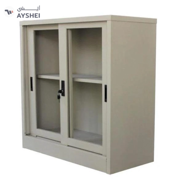 Steel Low Height Sliding Glass Door Cupboard, Heavy Duty