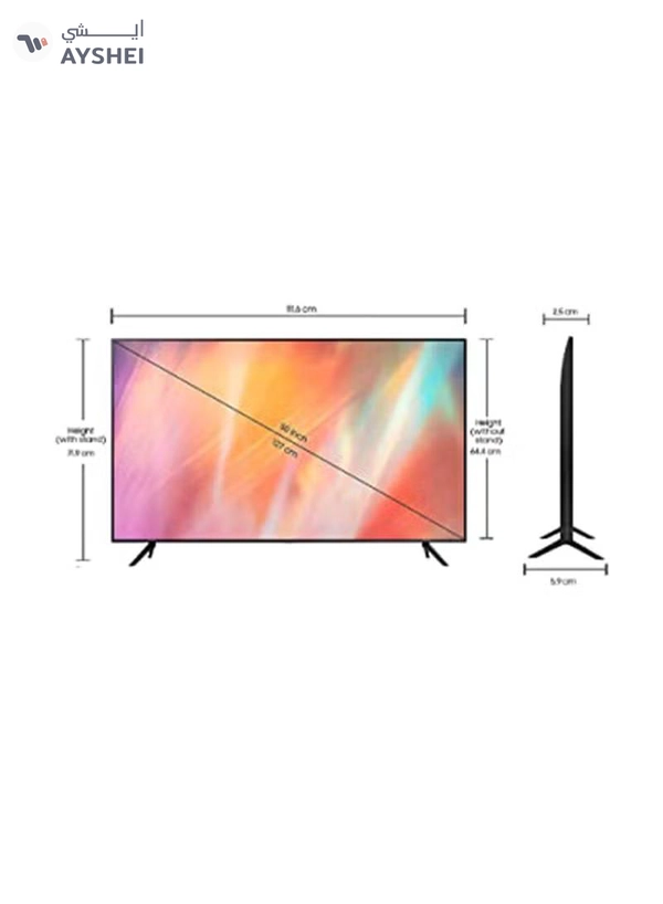 Samsung 50 Inch 4K UHD Smart LED TV, HDR Crystal Processor 4K With Tizen OS, 60 Hz Refresh rates and Built-In Receiver Model (2021). UA50AU7000UXUM Black