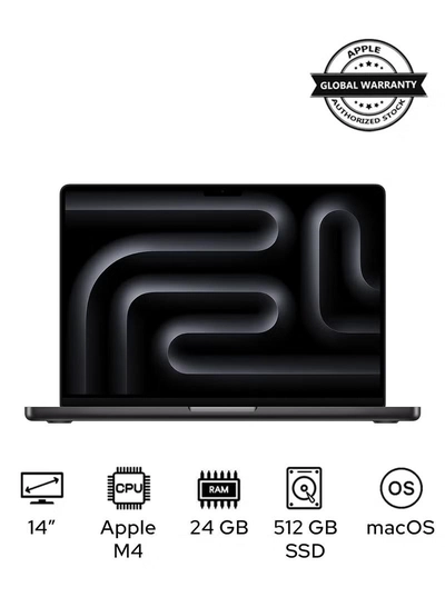 Apple MacBook Pro MX2H3 Liquid XDR Retina 14-Inch Display, M4 Pro Chip 12-Core CPU 16-Core GPU Processor/24GB RAM/512GB SSD/macOS(International Version) English Space Black-0