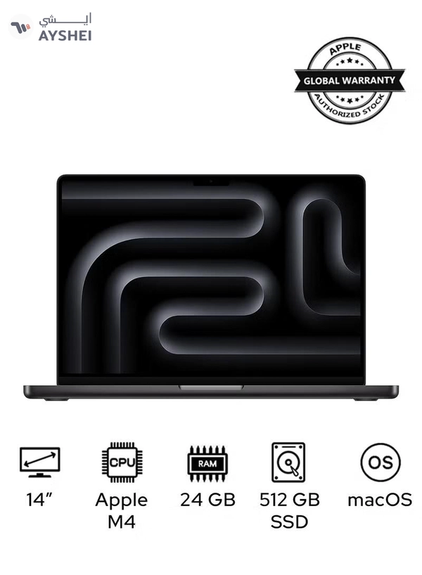 Apple MacBook Pro MX2H3 Liquid XDR Retina 14-Inch Display, M4 Pro Chip 12-Core CPU 16-Core GPU Processor/24GB RAM/512GB SSD/macOS(International Version) English Space Black
