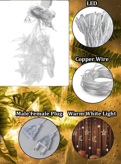 Eworld LED String Lights with 8 Lighting Modes for Eid and Ramadan Decorations-1