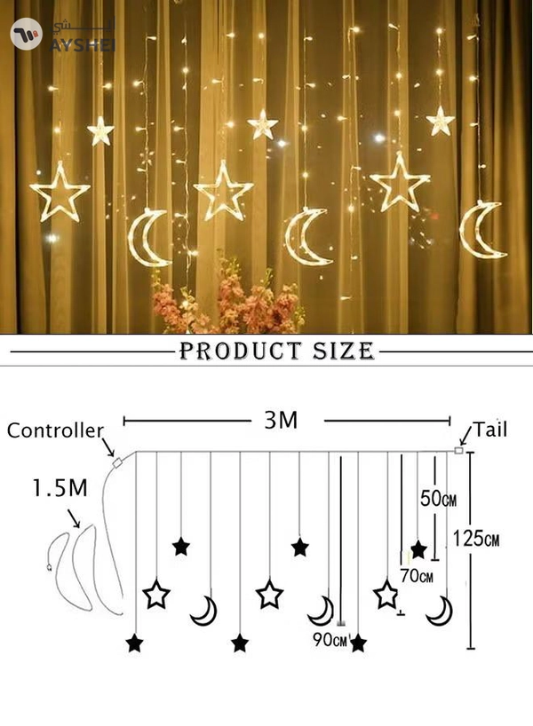 Eworld LED String Lights with 8 Lighting Modes for Eid and Ramadan Decorations