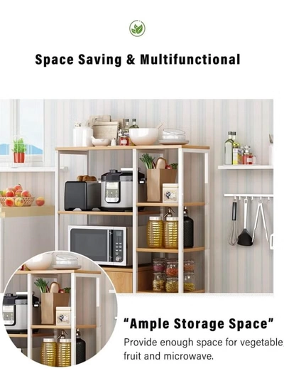 DubaiGallery Kitchen Storage Shelf Microwave Oven Stand Rack Spice Organizer 4-Tier,Baker Storage Rack with Cabinet for Home Hotel Living Room Bathroom Office-1