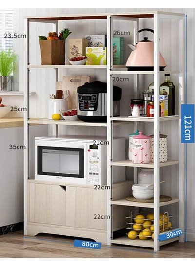 DubaiGallery Kitchen Storage Shelf Microwave Oven Stand Rack Spice Organizer 4-Tier,Baker Storage Rack with Cabinet for Home Hotel Living Room Bathroom Office-3