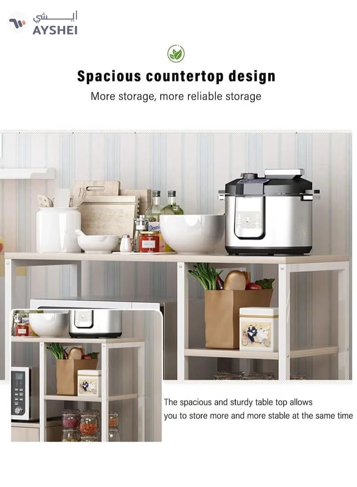 DubaiGallery Kitchen Storage Shelf Microwave Oven Stand Rack Spice Organizer 4-Tier,Baker Storage Rack with Cabinet for Home Hotel Living Room Bathroom Office-2-2