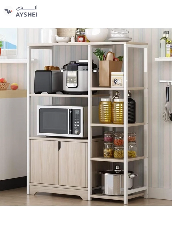 DubaiGallery Kitchen Storage Shelf Microwave Oven Stand Rack Spice Organizer 4-Tier,Baker Storage Rack with Cabinet for Home Hotel Living Room Bathroom Office