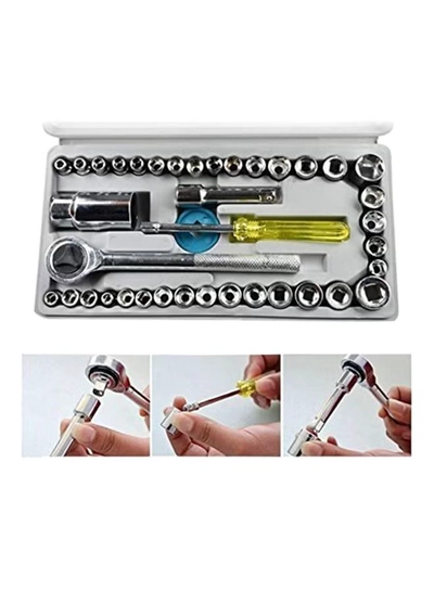 AIWA 40-Piece Combination Socket Wrench Set Silver-1
