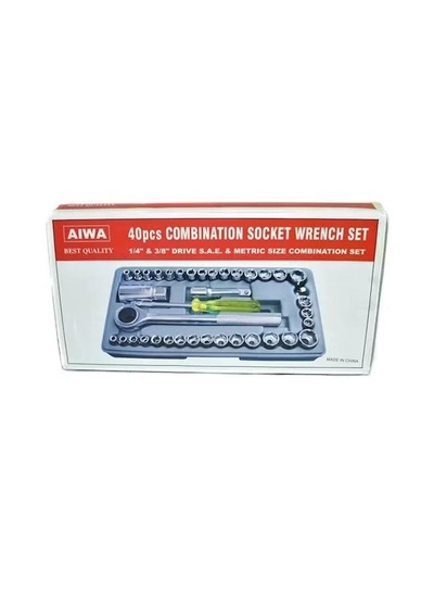 AIWA 40-Piece Combination Socket Wrench Set Silver-0