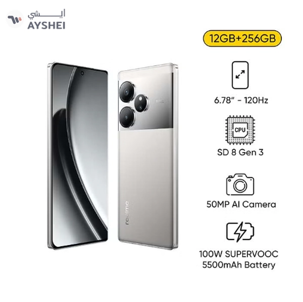 Realme GT6 Dual SIM Fluid Silver 12+12GB RAM 256GB 5G - Middle East Version