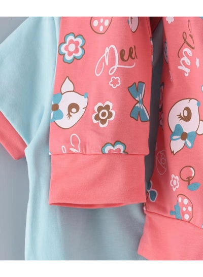 Babyqlo Deer Printed Glow In The Dark Pyjama Set Multicolour-4