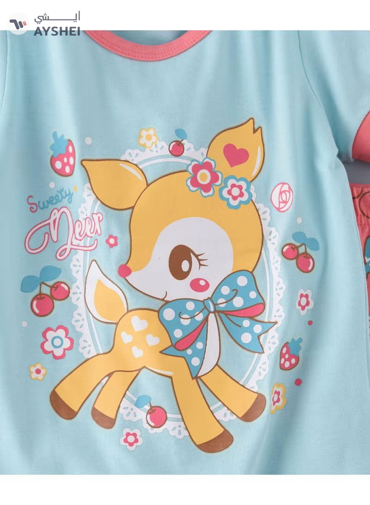 Babyqlo Deer Printed Glow In The Dark Pyjama Set Multicolour-2-2