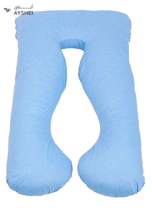 Fitness World U-Shaped Comfortable Maternity Pillow Cotton Blue 75 x 125cm