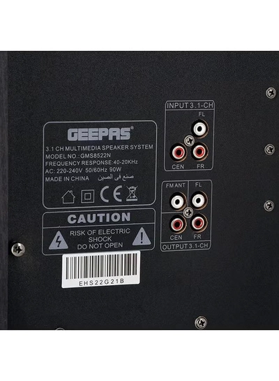 GEEPAS 3.1 Ch Multimedia Speaker System, Remote Control, | Booming Bass | USB, Bluetooth, FM Radio And Multiple Device Inputs | LED Display | RGB Light | Equalizers GMS8522 Black-3