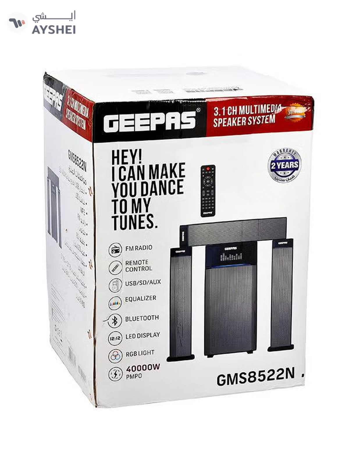 GEEPAS 3.1 Ch Multimedia Speaker System, Remote Control, | Booming Bass | USB, Bluetooth, FM Radio And Multiple Device Inputs | LED Display | RGB Light | Equalizers GMS8522 Black-2-2