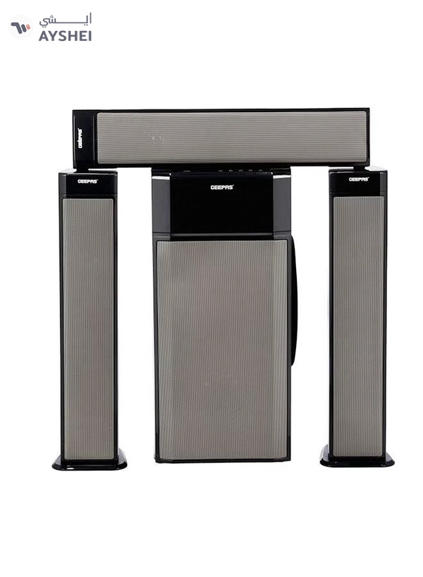GEEPAS 3.1 Ch Multimedia Speaker System, Remote Control, | Booming Bass | USB, Bluetooth, FM Radio And Multiple Device Inputs | LED Display | RGB Light | Equalizers GMS8522 Black