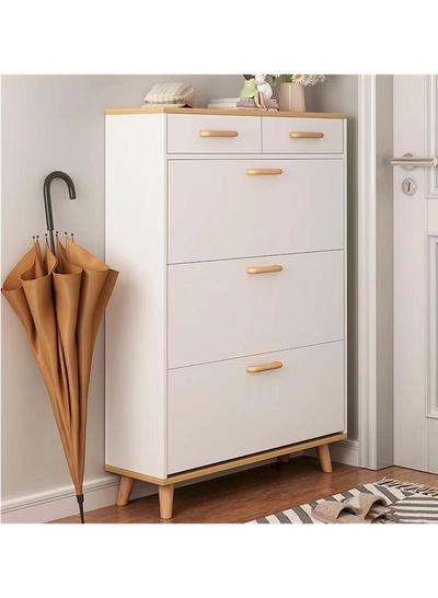 DubaiGallery Shoe Racks for Entryway, Narrow Shoe Cabinet, Modern Wall Shoe Rack with 3 Flap Drawers, Hidden Handle, Closet Shoe Rack for Entrance/Bedroom/Bathroom-2