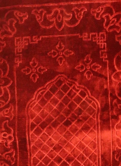Yuwell Embossed Prayer Mat Anti-Slip Velvet Top Islamic Prayer Mat Sajadah Prayer Rug Salah Mat For Men And Women Eid Gift And Ramadan Gift 70X110CM Red-1