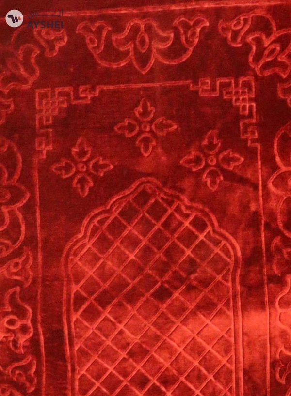 Yuwell Embossed Prayer Mat Anti-Slip Velvet Top Islamic Prayer Mat Sajadah Prayer Rug Salah Mat For Men And Women Eid Gift And Ramadan Gift 70X110CM Red
