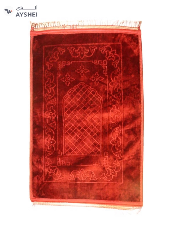 Yuwell Embossed Prayer Mat Anti-Slip Velvet Top Islamic Prayer Mat Sajadah Prayer Rug Salah Mat For Men And Women Eid Gift And Ramadan Gift 70X110CM Red