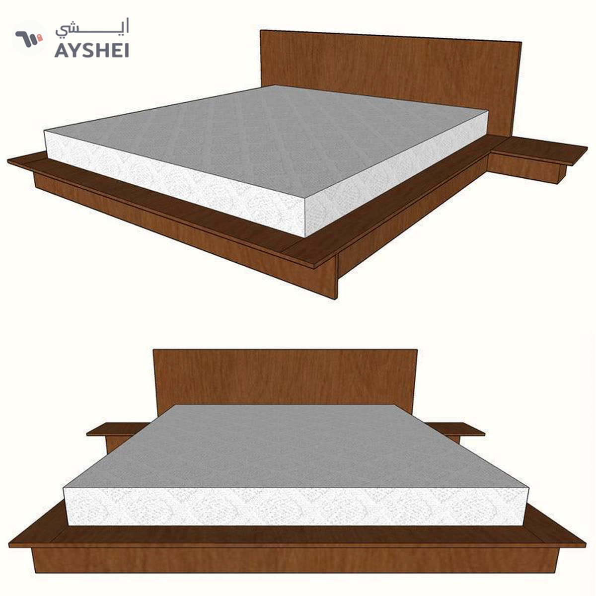 Oreo low bed with 2 side tables-4-4
