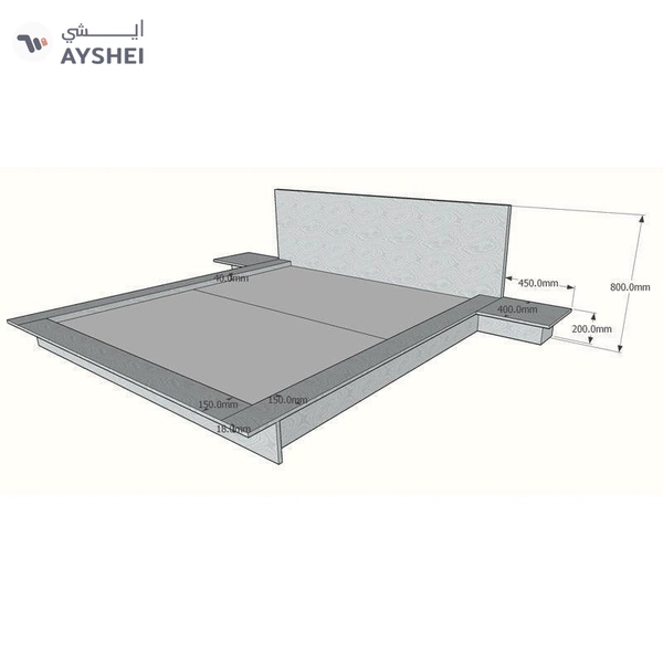 Oreo low bed with 2 side tables