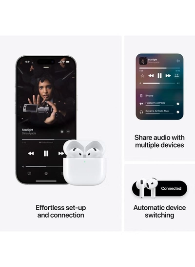 Apple AirPods 4 Wireless Earbuds, Bluetooth Headphones, Personalized Spatial Audio, Sweat and Water Resistant-1
