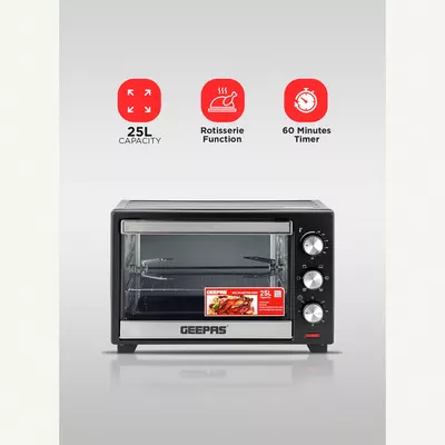 GEEPAS Electric Oven With Rotisserie, 60 Minutes Timer With Bell Ring,-1