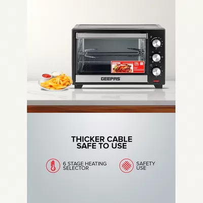 GEEPAS Electric Oven With Rotisserie, 60 Minutes Timer With Bell Ring,-4